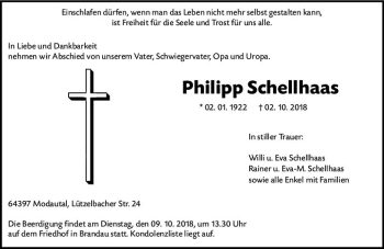 Traueranzeige von Philipp Schellhaas von vrm-trauer