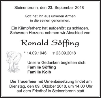 Traueranzeige von Ronald Söffing von vrm-trauer