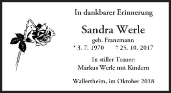 Traueranzeige von Sandra Werle von vrm-trauer