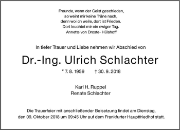 Traueranzeige von Ulrich Schlachter von vrm-trauer
