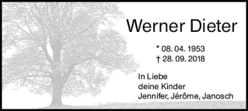 Traueranzeige von Werner Dieter von vrm-trauer
