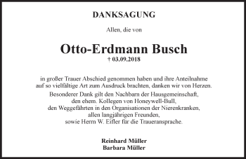 Traueranzeige von Otto-Erdmann Busch von VRM Tageszeitungen