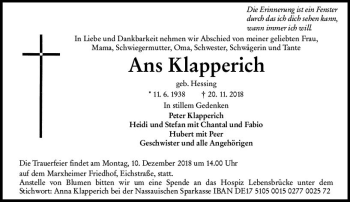Traueranzeige von Ans Klapperich von vrm-trauer
