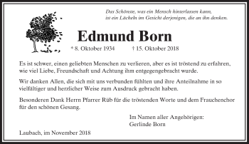 Traueranzeige von Edmund Born von  Usinger Anzeiger