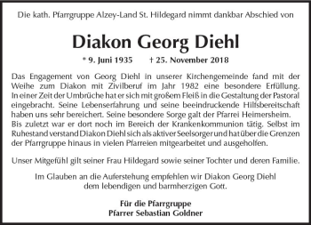 Traueranzeige von Georg Diehl von vrm-trauer
