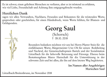 Traueranzeige von Georg Saul von vrm-trauer
