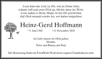Traueranzeige von Heinz-Gerd Hoffmann von  Usinger Anzeiger