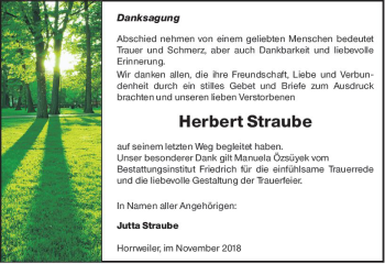 Traueranzeige von Herbert Straube von vrm-trauer