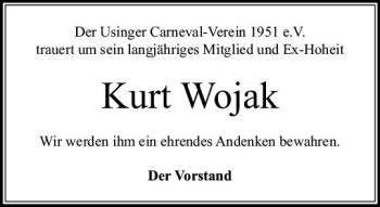 Traueranzeige von Kurt Wojak von  Usinger Anzeiger