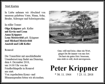 Traueranzeige von Peter Krippner von VRM Trauer