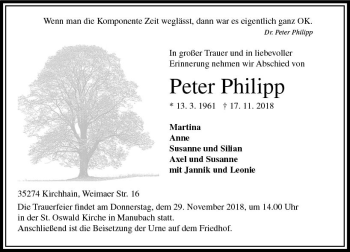 Traueranzeige von Peter Philipp von VRM Trauer