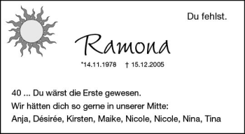 Traueranzeige von Ramona Weichel von  Camberger Anzeiger