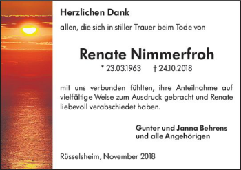 Traueranzeige von Renate Nimmerfroh von vrm-trauer