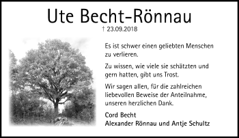 Traueranzeige von Ute Becht-Rönnau von  Usinger Anzeiger