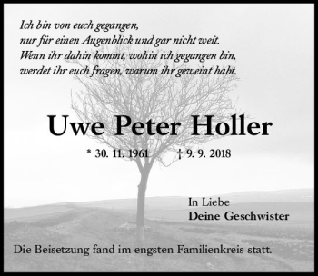 Traueranzeige von Uwe Peter von vrm-trauer