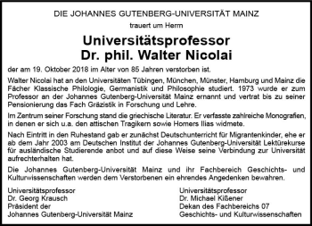 Traueranzeige von Walter Nicolai von vrm-trauer