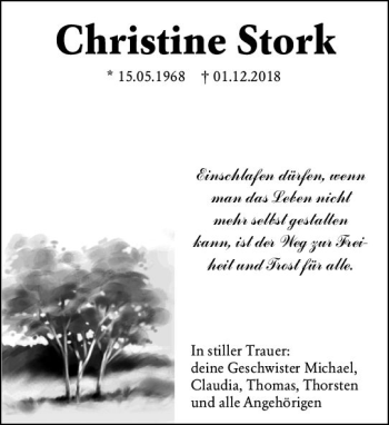 Traueranzeige von Christine Stork von vrm-trauer