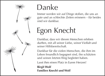 Traueranzeige von Egon Knecht von vrm-trauer