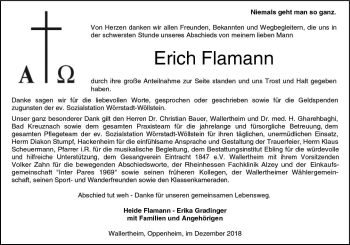 Traueranzeige von Erich Flamann von vrm-trauer