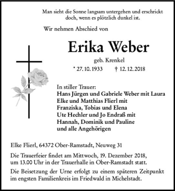 Traueranzeige von Erika Weber von vrm-trauer