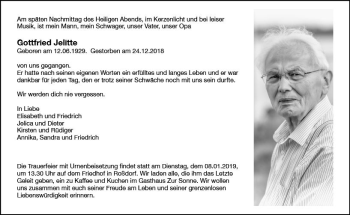 Traueranzeige von Gottfried Jelitte von vrm-trauer