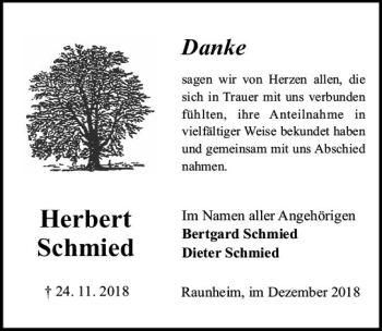 Traueranzeige von Herbert Schmied von vrm-trauer