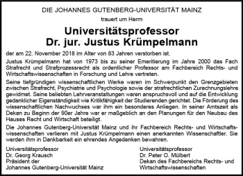 Traueranzeige von Justus Krümpelmann von vrm-trauer