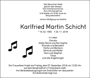 Traueranzeige von Karlfried Martin Schicht von vrm-trauer