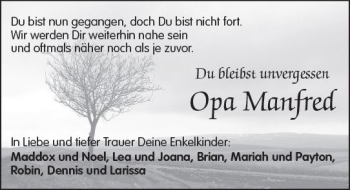 Traueranzeige von Manfred Knauß von  Kreisanzeiger