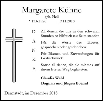 Traueranzeige von Margarete Kühne von vrm-trauer