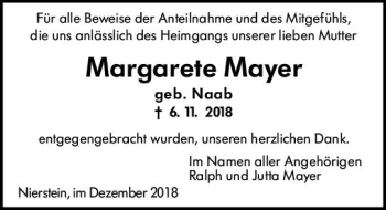 Traueranzeige von Margarete Mayer von vrm-trauer
