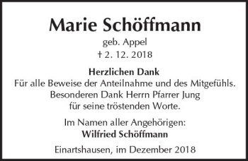 Traueranzeige von Marie Schöffmann von  Kreisanzeiger