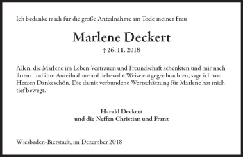 Traueranzeige von Marlene Deckert von vrm-trauer