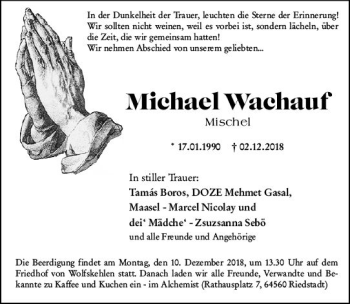 Traueranzeige von Michael Wachauf von vrm-trauer