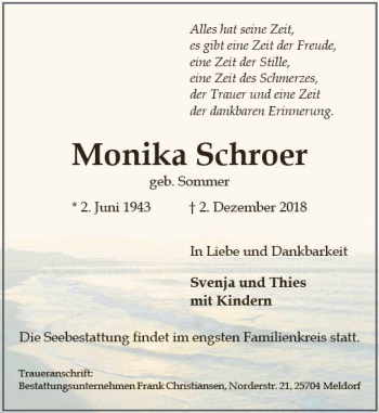 Traueranzeige von Monika Schroer von vrm-trauer