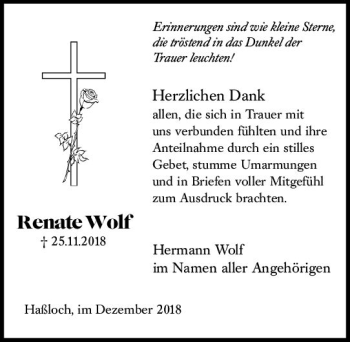 Traueranzeige von Renate Wolf von vrm-trauer