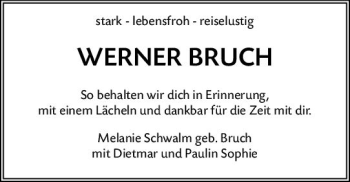 Traueranzeige von Werner Bruch von vrm-trauer