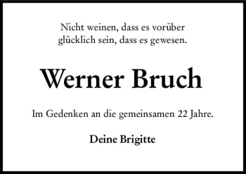 Traueranzeige von Werner Bruch von vrm-trauer