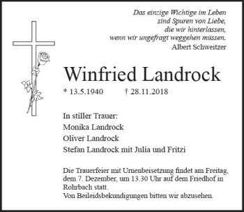 Traueranzeige von Winfried Landrock von vrm-trauer