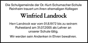 Traueranzeige von Winfried Landrock von vrm-trauer
