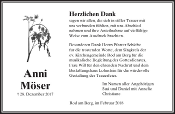 Traueranzeige von Anni Möser von  Usinger Anzeiger