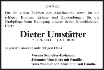 Traueranzeige von Dieter Umstätter von Trauerportal Rhein Main Presse