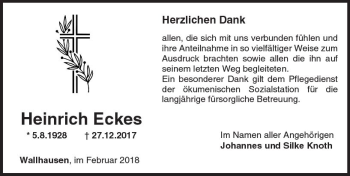 Traueranzeige von Heinrich Eckes von Trauerportal Rhein Main Presse
