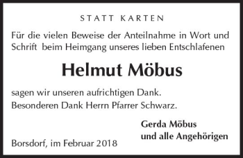 Traueranzeige von Helmut Möbus von  Kreisanzeiger