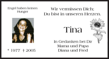 Traueranzeige von Tina Heckwolf von Trauerportal Rhein Main Presse