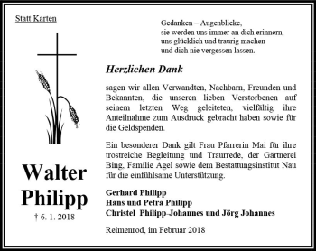 Traueranzeige von Walter Philipp von VRM Trauer