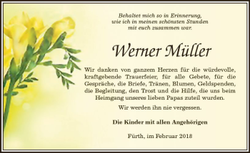 Traueranzeige von Werner Müller von Trauerportal Rhein Main Presse