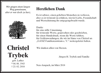 Traueranzeige von Christel Trybek von  Usinger Anzeiger Traueranzeige von Christel Trybek von  Usinger Anzeiger