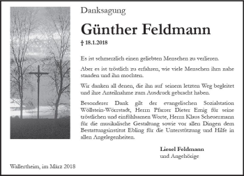 Traueranzeige von Günther Feldmann von Trauerportal Rhein Main Presse