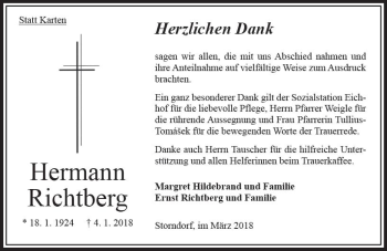 Traueranzeige von Hermann Richtberg von VRM Trauer
